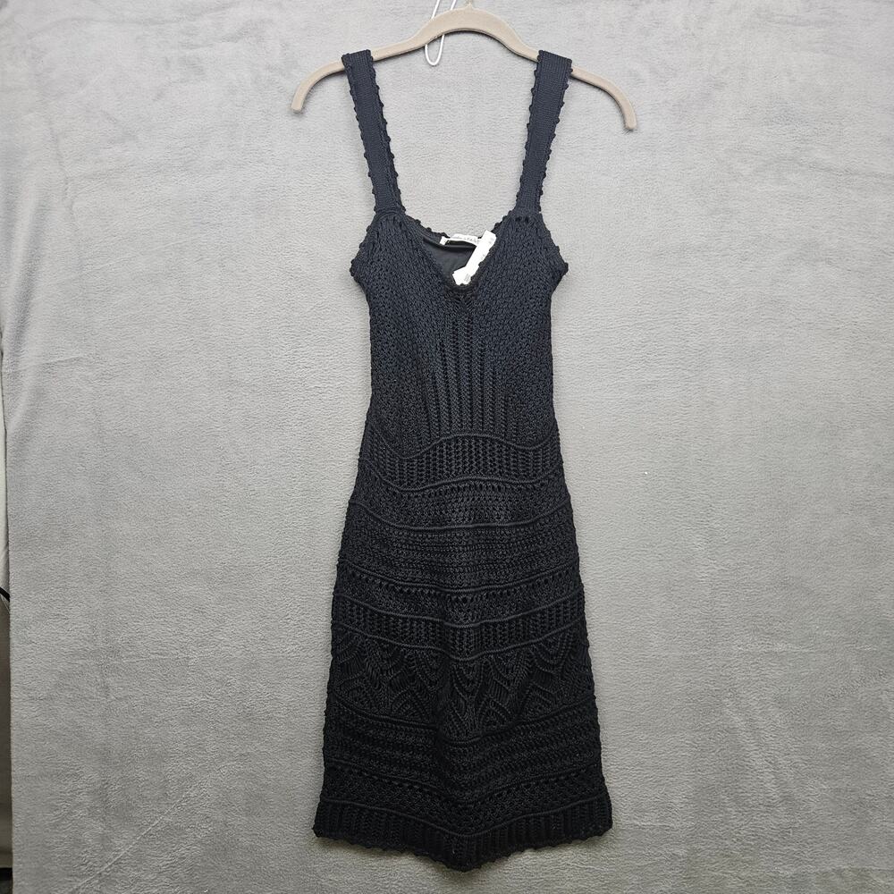 Abercrombie‎ Black Crochet Knit Midi Dress Boho Coastal Festival Witchy XS
